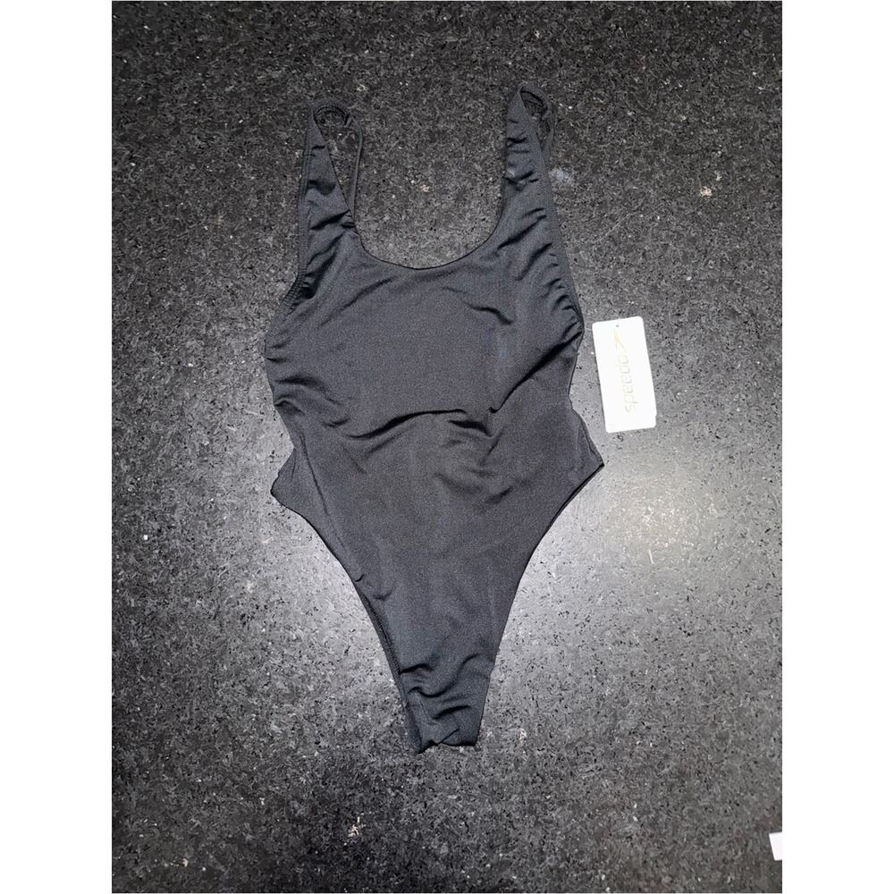 NEW Speedo BLACK Convertible Strap Solid One Piece Swimsuit SZ XS - Picture 6 of 10